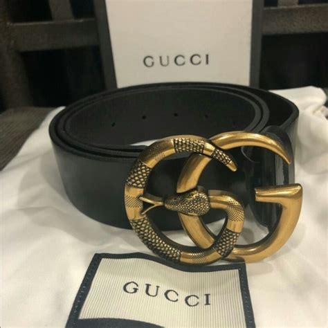 gucci men's snake buckle belt|real Gucci belt gold buckle.